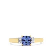 AA Tanzanite Ring with White Zircon in 9K Gold 0.90ct