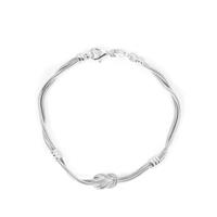 7.5" Rhodium Plated Sterling Silver Altro Double Snake Chain Knotted Bracelet 8.20g
