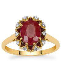 Burmese Ruby Ring with White Zircon in 9K Gold 2.55cts
