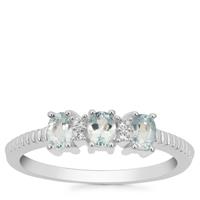 Santa Maria Aquamarine Ring with White Zircon in Sterling Silver 0.50ct