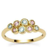 Blue Lagoon Diamond Ring with Pink Sapphire in 9K Gold 0.35ct