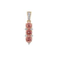 Rosé Apatite Pendant with White Zircon in 9K Gold 1.84cts