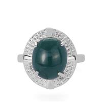 Olmec Jadeite Ring with Topaz in Sterling Silver 5.31cts