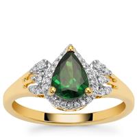 Tsavorite Garnet Ring with Diamond in 18K Gold 1.10cts