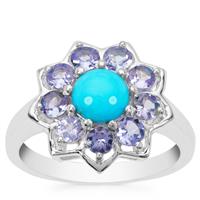Sleeping Beauty Turquoise Ring with Tanzanite in Sterling Silver 1.75cts