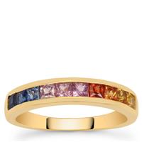 Rainbow Ombre Sapphire Ring in 9K Gold 1.20cts