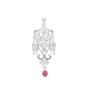 Polki Diamond, Pink Spinel Pendant with White Diamond in Sterling Silver 2.55cts