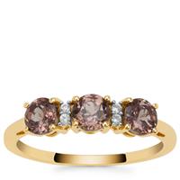 Bekily Colour Change Garnet Ring with White Zircon in 9K Gold 1.35cts