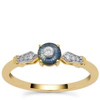 Lehrer TorusRing Montana Sapphire Ring with Diamond in 9K Gold 0.45ct