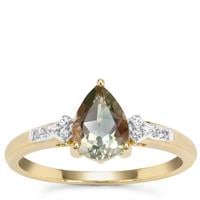 Peacock Parti Oregon Sunstone Ring with White Zircon in 9K Gold 1.05cts