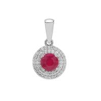 Kenyan Ruby Pendant with Natural Zircon in Platinum Plated Sterling Silver 1.5cts