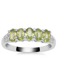 Red Dragon Peridot Ring with White Zircon in Sterling Silver 1.30cts