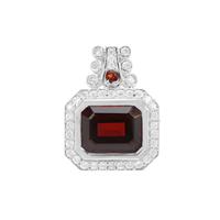 Nampula Garnet Pendant with White Zircon in Sterling Silver 4.58cts