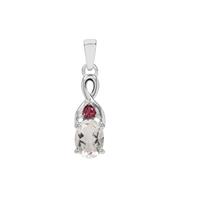 Goshenite Pendant with Pink Tourmaline in Sterling Silver 1.20cts