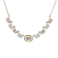 Cherry Blossom™ Morganite, Aquaiba™ Beryl Necklace with Diamond in 9K Gold 3.55cts