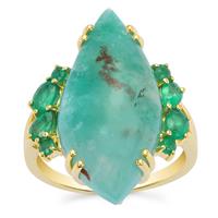 Aquaprase™ & Zambian Emerald 9K Gold Ring ATGW 10.55cts