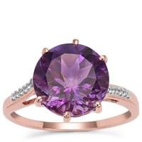 Moroccan Amethyst Ring with White Zircon in 9K Rose Gold 4.45cts