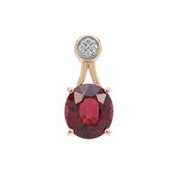 Malawi Garnet Pendant with White Zircon in 9K Gold 2.20cts