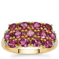 Comeria Garnet Ring with White Zircon in 9K Gold 2.65cts