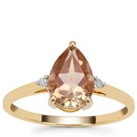 Padparadscha Oregon Sunstone Ring with Diamond in 9K Gold 1.75cts