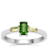 Chrome Diopside Ring with Red Dragon Peridot in Sterling Silver 0.66ct