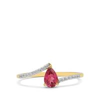 Congo Pink Tourmaline Ring with White Zircon in 9K Gold 0.55ct