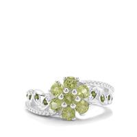 Red Dragon Peridot Ring with Chrome Diopside in Sterling Silver 1.52cts