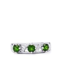 Chrome Diopside Ring with White Topaz in Sterling Silver 0.95ct