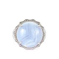 Blue Lace Agate Ring in Sterling Silver 10.40cts