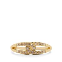 Ombre Champagne Diamonds Ring with White Diamonds in 9K Gold 0.33ct