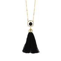 Black Onyx Necklace in Gold Tone Sterling Silver 3.85cts
