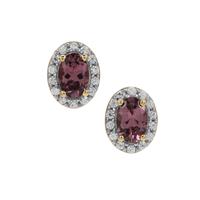 Mahenge Purple Spinel Earrings with White Zircon in 9K Gold 1.40cts
