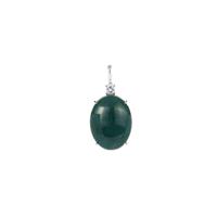 Olmec Jadeite Pendant with White Topaz in Sterling Silver 6.09cts