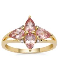 Cherry Blossom™ Morganite Ring with Pink Diamond in 9K Gold 1.40cts