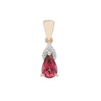 Malawi Garnet Pendant with White Zircon in 9K Gold 1.36cts