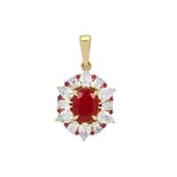 Burmese Ruby Pendant with White Zircon in 9K Gold 3.40cts