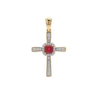 Malagasy Ruby Pendant with White Zircon in 9K Gold 1.60cts (F)