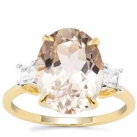 Champagne Danburite Ring with White Zircon in 9K Gold 6cts