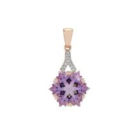 Wobito Snowflake Cut Rose De France Amethyst Pendant with Diamond in 9K Rose Gold 7.55cts