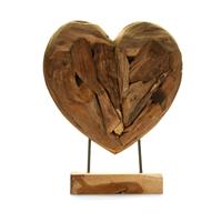 Gem Auras Large Wooden Driftwood Heart on Stand 40 x 50 cm