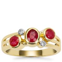 Kenyan Ruby Ring with Diamond in 9K Gold 1.15cts