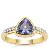 AAA Tanzanite Ring with Diamond in 18K Gold 1.65cts 