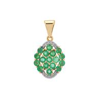 Zambian Emerald Pendant with White Zircon in 9K Gold 1.15cts
