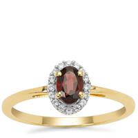 Burmese Red Spinel Ring with White Zircon in 9K Gold 0.70ct