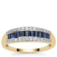 Australian Blue Sapphire Ring with Diamond in 9K Gold 1.10cts