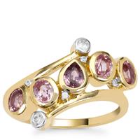 Pink Sapphire Ring with Ceylon White Sapphire in 9K Gold 1.30cts