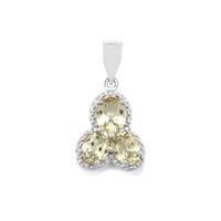 Sillimanite Pendant with Diamond in Sterling Silver 3.80cts
