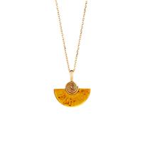 Baltic Cognac Amber Necklace  in Gold Tone Sterling Silver (29x14mm)
