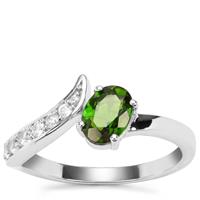 Chrome Diopside Ring with White Zircon in Sterling Silver 1.16cts