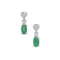Zambian Emerald Earrings with White Zircon in Sterling Silver 0.50ct